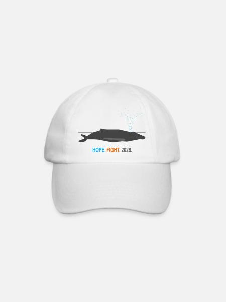 Minimalistischer Wal HOPE FIGHT 2026 Design - Baseballkappe - Weiß/Weiß