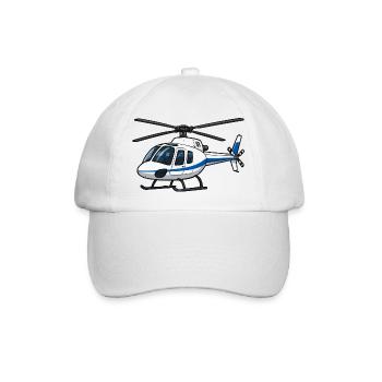 Helikopter Blau Weiß Illustration - Baseballkappe - Weiß/Weiß - Vorne