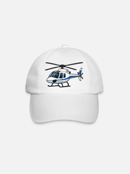 Helikopter Blau Weiß Illustration - Baseballkappe - Weiß/Weiß