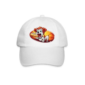 Feuerlicher Pizza-Hund - Baseballkappe - Weiß/Weiß - Vorne