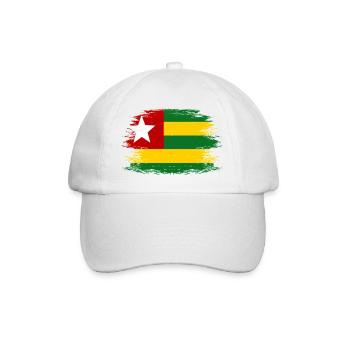 Togo_Flagge_used - Baseballkappe - Weiß/Weiß - Vorne