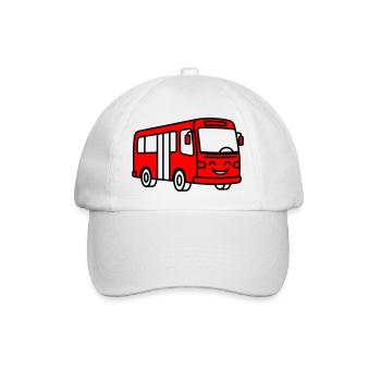Bus-Cartoon - Baseballkappe - Weiß/Weiß - Vorne