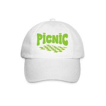 Grüner Picknick- und Chlorophyll-Schachbrettteppich - Baseballkappe - Weiß/Weiß - Vorne