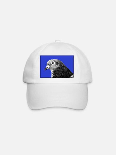 Taubenporträt auf Electric Blue - Baseballkappe - Weiß/Weiß