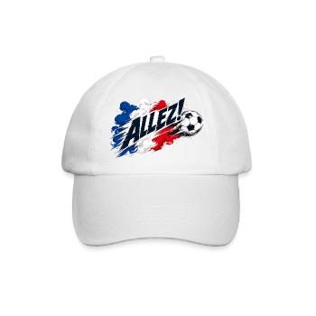 Allez Frankreich Spruch Fußball Fan Motiv - Baseballkappe - Weiß/Weiß - Vorne
