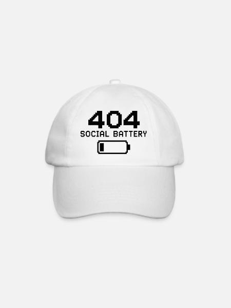 404 Soziale Batterie - Baseballkappe - Weiß/Weiß