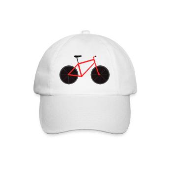 Rotes Fahrrad Linienkunst - Baseballkappe - Weiß/Weiß - Vorne