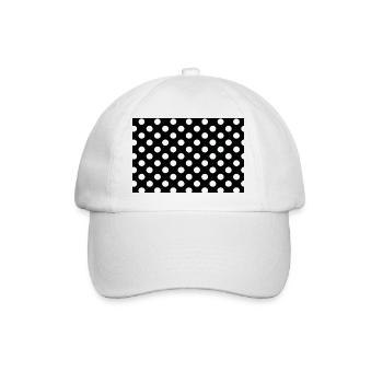 Noir-Polka-Punkte-Muster - Baseballkappe - Weiß/Weiß - Vorne