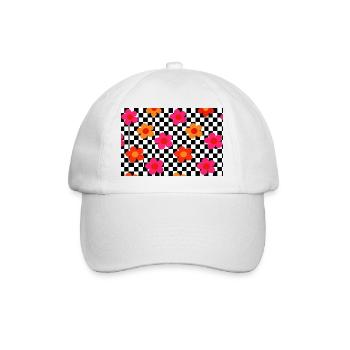 Checker Bloom Pop Muster - Baseballkappe - Weiß/Weiß - Vorne