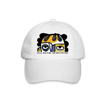 Warte immer noch auf Motivation Abstraktes Gesicht - Baseballkappe - Weiß/Weiß - Vorne
