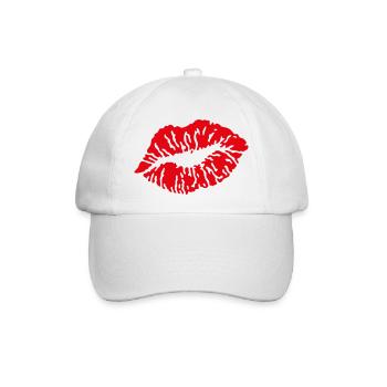Kussmund / Kuss / Küsschen / Bussi / Liebe (Red) - Baseballkappe - Weiß/Weiß - Vorne