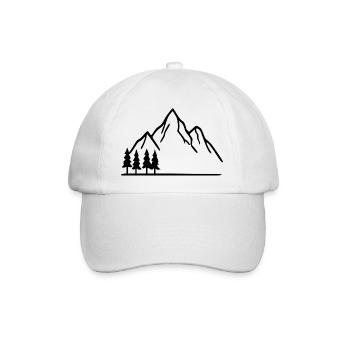 Berge wandern Sonne Wanderurlaub Geschenk minimal  - Baseballkappe - Weiß/Weiß - Vorne