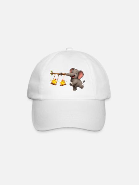 Elefant & Küken Swing-Abenteuer - Baseballkappe - Weiß/Weiß