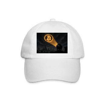 Bitcoin Scheinwerfer über der Stadt - Baseballkappe - Weiß/Weiß - Vorne
