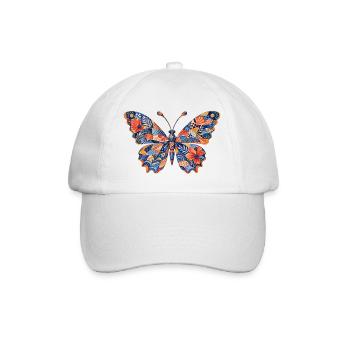 Patchwork Schmetterling Muster - Baseballkappe - Weiß/Weiß - Vorne