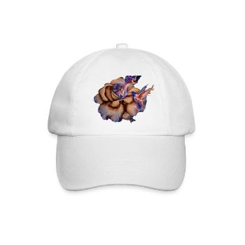 Retro-Kolibris und Rosenblüte - Baseballkappe - Weiß/Weiß - Vorne