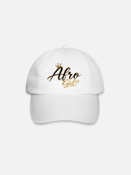 Afro-Mädchen-Goldkrone - Baseballkappe - Weiß/Weiß