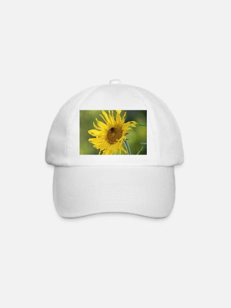 Sonnenblumen mit Hummel - Baseballkappe - Weiß/Weiß