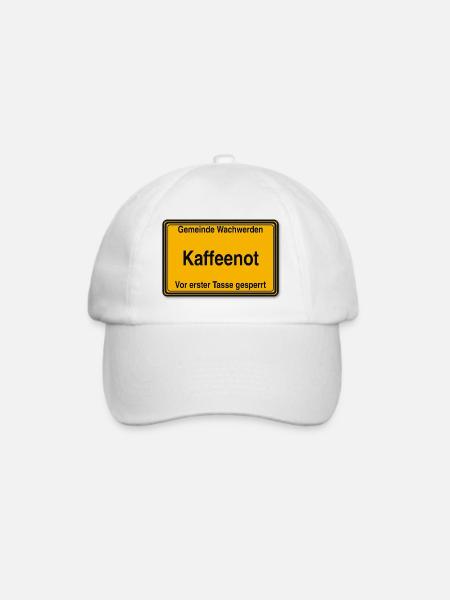 Kaffeenot Ortsschild - Baseballkappe - Weiß/Weiß