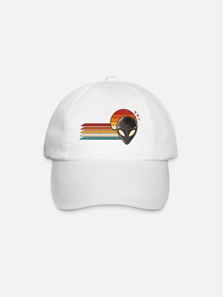 Retro Alien Regenbogenpfad - Baseballkappe - Weiß/Weiß