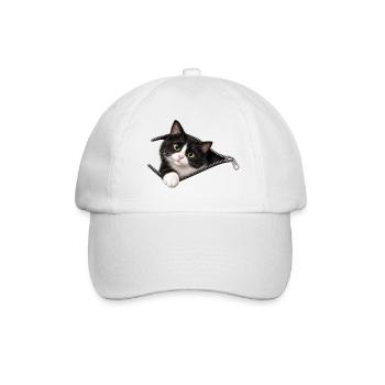 Tuxedo Cat - Baseballkappe - Weiß/Weiß - Vorne