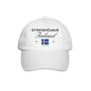 Stykkishólmur Island Koordinaten Reise Souvenir - Baseballkappe - Weiß/Weiß - Vorne
