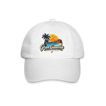 Gran Canaria – Sonne, Meer & Island Vibes - Baseballkappe - Weiß/Weiß - Vorne