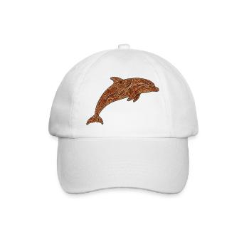 Delfin_braun - Baseballkappe - Weiß/Weiß - Vorne