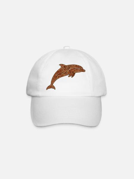 Delfin_braun - Baseballkappe - Weiß/Weiß