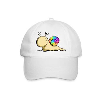 Regenbogen Schnecke I Tiemotiv Bunt Humor Mimimal - Baseballkappe - Weiß/Weiß - Vorne