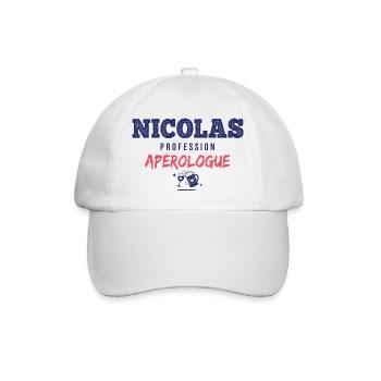 Nicolas Aperologue – Humor Apéro - Baseballkappe - Weiß/Weiß - Vorne