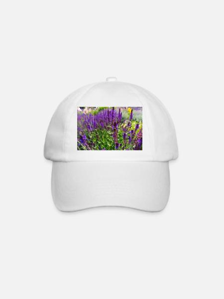Bumblebee on Purple Salvia Flowers - Baseballkappe - Weiß/Weiß