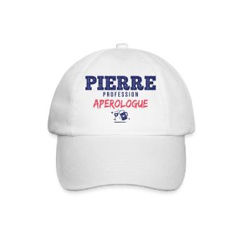 Pierre Aperologue – Lustiges Geschenk - Baseballkappe - Weiß/Weiß - Vorne