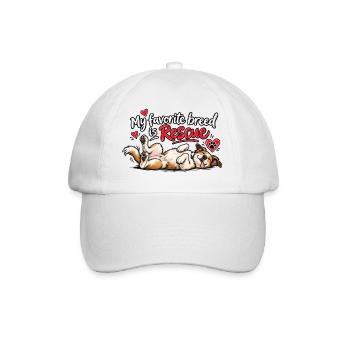 Tierschutz - Tierschutzhund - Rescued Dog - Baseballkappe - Weiß/Weiß - Vorne