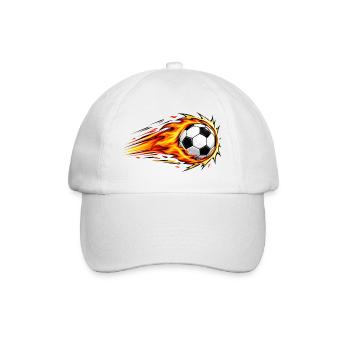 Flammender Fußball-Dynamikschlag - Baseballkappe - Weiß/Weiß - Vorne