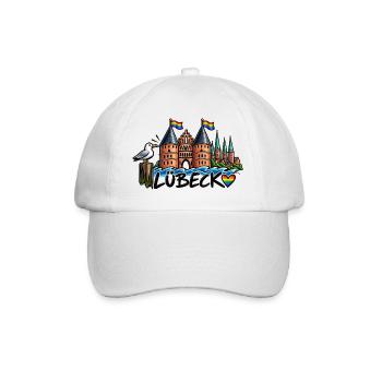 Lübeck Regenbogen Holstentor - Baseballkappe - Weiß/Weiß - Vorne