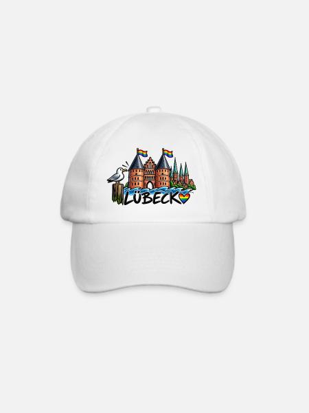 Lübeck Regenbogen Holstentor - Baseballkappe - Weiß/Weiß