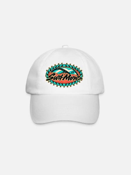 SurfMore Retro Surf-Logo - Wing - Baseballkappe - Weiß/Weiß
