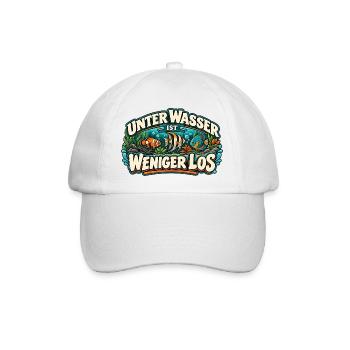 Unter Wasser ist weniger los Aquarium / Aquaristik - Baseballkappe - Weiß/Weiß - Vorne