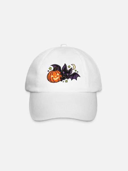 Halloween-Fledermaus und Kürbis - Baseballkappe - Weiß/Weiß