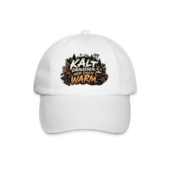 Kalt draussen, mir doch warm. - Baseballkappe - Weiß/Weiß - Vorne