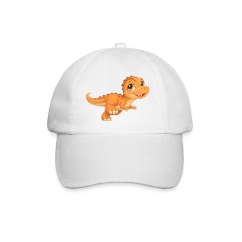 Süßer kleiner T‑Rex – orangefarbener Dinosaurier - Baseballkappe - Weiß/Weiß - Vorne