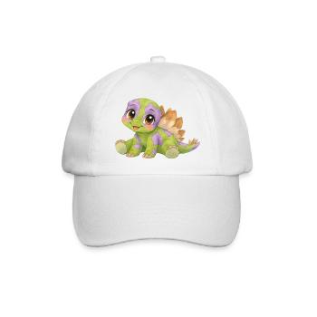Verspielter kleiner Stegosaurus in Lila und Grün - Baseballkappe - Weiß/Weiß - Vorne