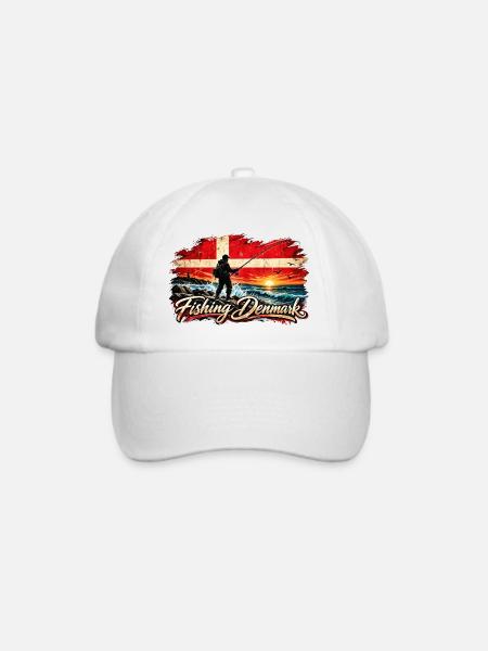 Fischen Dänemark Sonnenuntergang - Baseballkappe - Weiß/Weiß