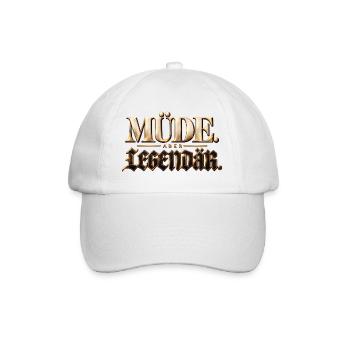 Müde. Aber legendär. Geschenkidee Nachteulen - Baseballkappe - Weiß/Weiß - Vorne