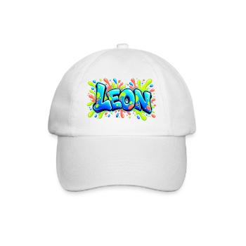 LEON Graffiti Fluo: Der Name, der für Aufsehen sorgt! - Baseballkappe - Weiß/Weiß - Vorne
