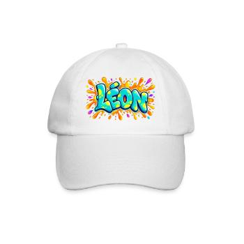 LÉON in Graffiti: das Geschenk, das alles in die Luft jagen wird - Baseballkappe - Weiß/Weiß - Vorne