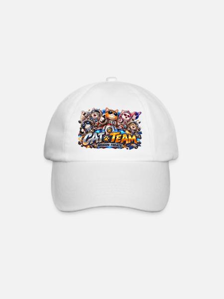 Katzenteam: Weltraummission Candy - Baseballkappe - Weiß/Weiß