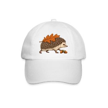 Igel mit Herbstblatt - Baseballkappe - Weiß/Weiß - Vorne