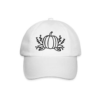 Line Art Kürbis Halloween Herbst - Baseballkappe - Weiß/Weiß - Vorne